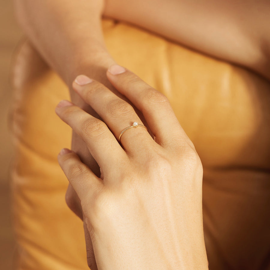 FANTASIA | White Pearl Stacker Ring Rings AURELIE GI 