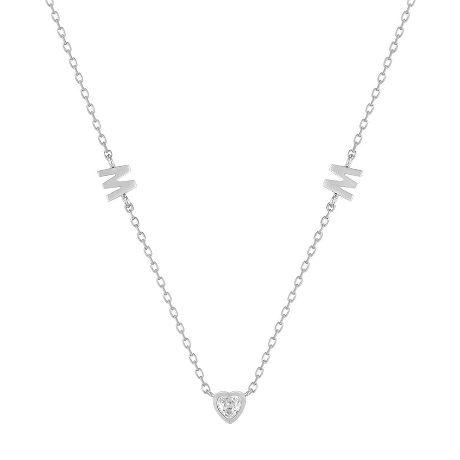 MAE | White Sapphire Mom Necklace Necklaces AURELIE GI White Gold 