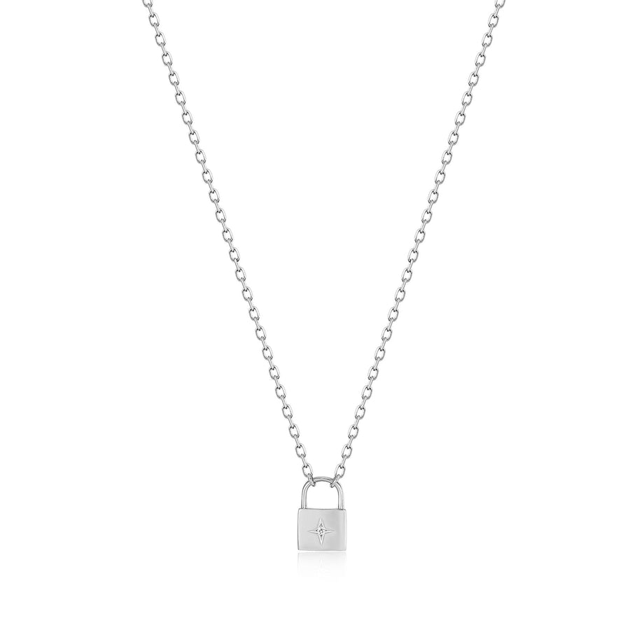 REHANA | Diamond Padlock Necklace Necklaces AURELIE GI White Gold 