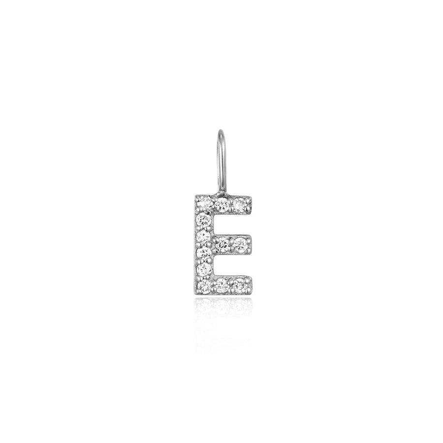 E | Diamond Initial Charm Necklace Charms AURELIE GI White Gold 
