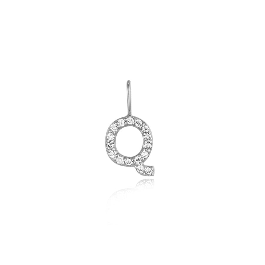 Q | Diamond Initial Charm Necklace Charms AURELIE GI White Gold 
