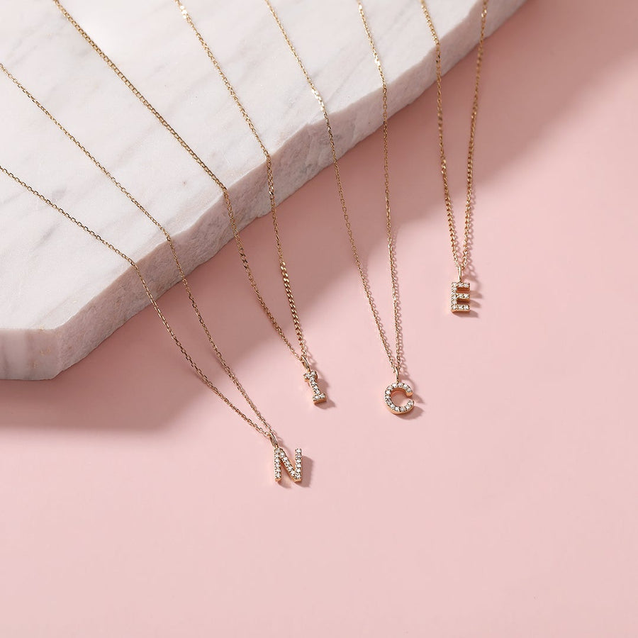 E | Diamond Initial Charm Necklace Charms AURELIE GI 