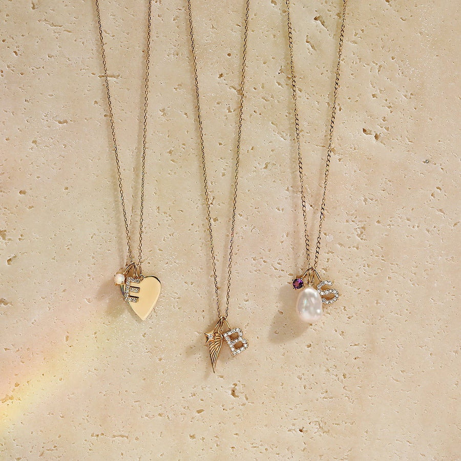 E | Diamond Initial Charm Necklace Charms AURELIE GI 