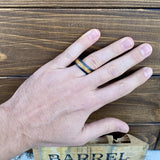 Barrel Aged ALT Wedding Band "The Fortune-Hunter" 100% USA Made Build Your Own Ring BLACK CERAMIC DOME Grain finish