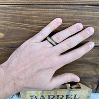 Barrel Aged ALT Wedding Band "The Fortune-Hunter" 100% USA Made Build Your Own Ring BLACK CERAMIC DOME Grain finish