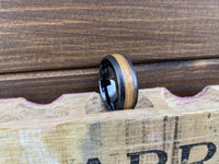 Barrel Aged ALT Wedding Band "The Fortune-Hunter" 100% USA Made Build Your Own Ring BLACK CERAMIC DOME Grain finish