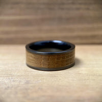 BW James Jewelers ALT Wedding Band "The Lexington" Kentucky Straight Bourbon Whiskey Barrel Black Ceramic Ring