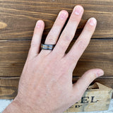 BW James Jewelers ALT Wedding Band "The Night Rider" 100% USA Made Build Your Ring Black Diamond Ceramic Beveled Edge Band With Grain Finish