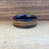 BW James Jewelers ALT Wedding Band "The Warsaw" 100% USA Made Black Ceramic Ring With Wood From AK-47 Rifle