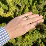 "The Outdoorsman" Black Ceramic Ring With Deer Antler and Reclaimed Whiskey Barrel Wood ALT Wedding Band BW James Jewelers 