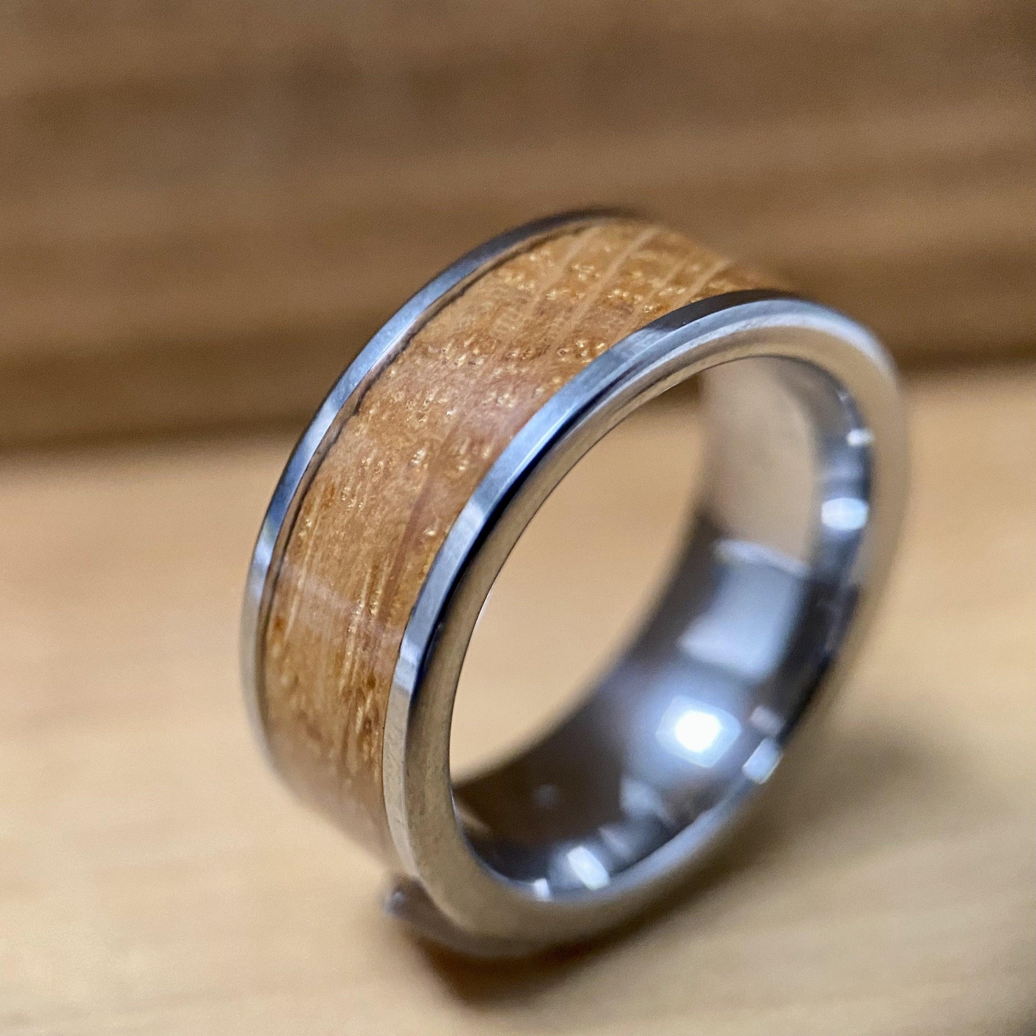 "The Louisville" Kentucky Straight Bourbon Whiskey Barrel Tungsten Ring ALT Wedding Band BW James Jewelers 